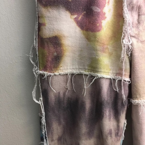 Jaded London Boyfriend fit New York CITY Liberty Patchwork fringe jeans SIZE W28 - Picture 3 of 11